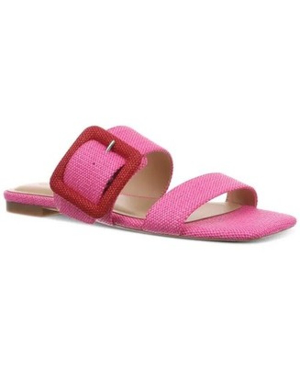 On 34th Paulina Buckled Two-Band Flat Sandals Women's 5M Pink Square Toe Slip On